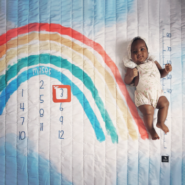 tapete mesversário acompanhamento mensal dupla face branco tema arco íris use alce