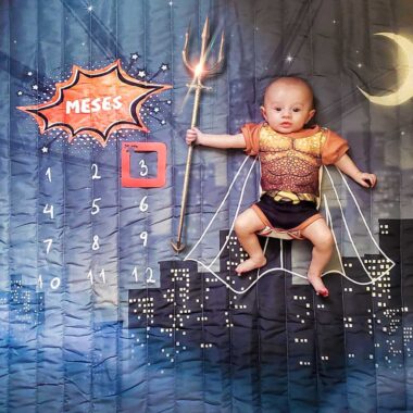 tapete mesversário acompanhamento mensal dupla face tema super herói use alce