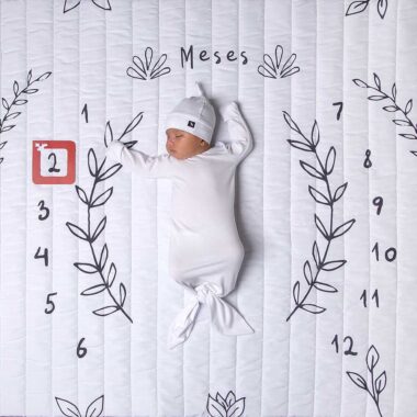 tapete mesversário acompanhamento mensal dupla face branco tema raminho use alce