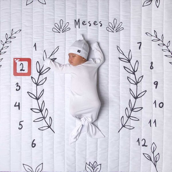 tapete mesversário acompanhamento mensal dupla face branco tema raminho use alce