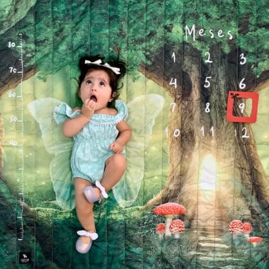 tapete mesversário acompanhamento mensal dupla face verde tema mundo das fadas use alce