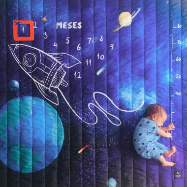 tapete mesversário acompanhamento mensal dupla face tema espacial use alce