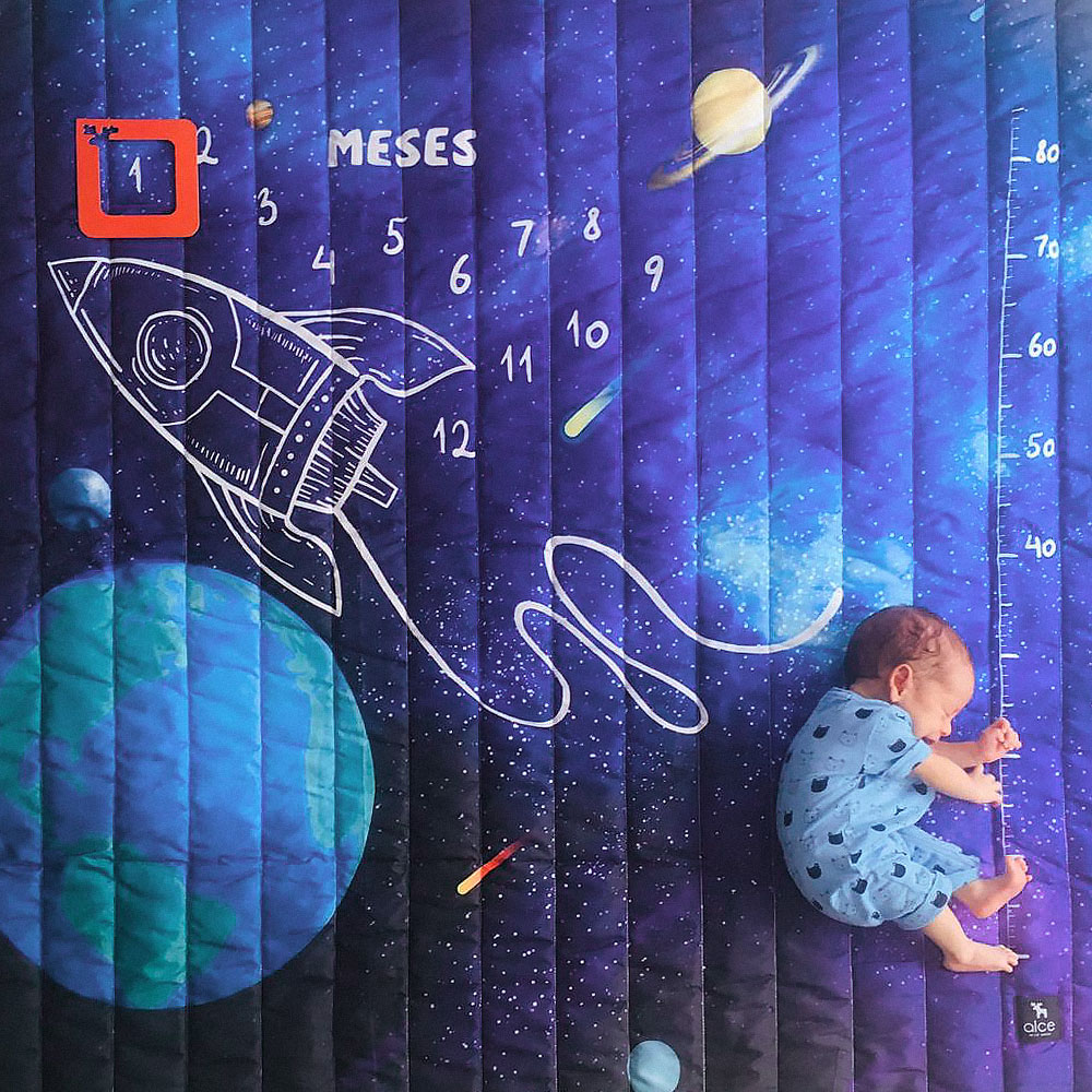 tapete mesversário acompanhamento mensal dupla face tema espacial use alce