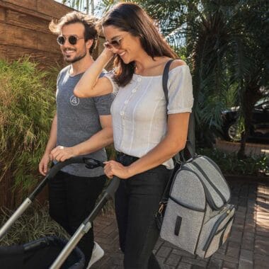 Kit Mochila e Mala Maternidade Multifuncional Lebaby 2 em 1 Cinza Mescla