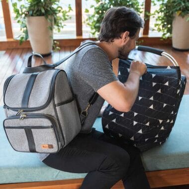 Kit Mochila e Mala Maternidade Multifuncional Lebaby 2 em 1 Cinza Mescla