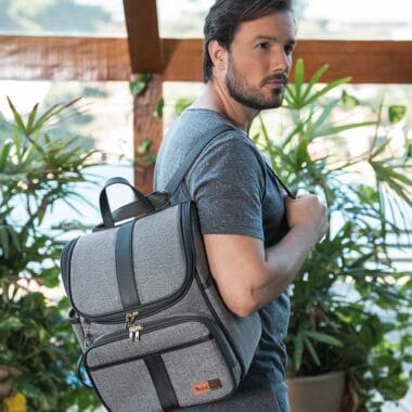 Kit Mochila e Mala Maternidade Multifuncional Lebaby 2 em 1 Cinza Mescla