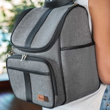 Kit Mochila e Mala Maternidade Multifuncional Lebaby 2 em 1 Cinza Mescla