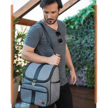 Kit Mochila e Mala Maternidade Multifuncional Lebaby 2 em 1 Cinza Mescla