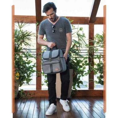 Kit Mochila e Mala Maternidade Multifuncional Lebaby 2 em 1 Cinza Mescla