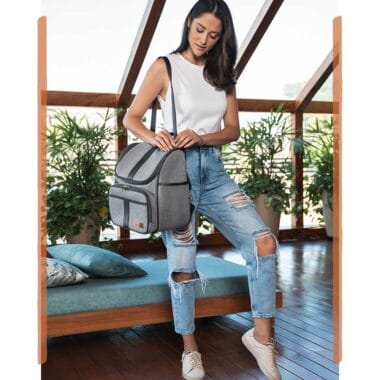 Kit Mochila e Mala Maternidade Multifuncional Lebaby 2 em 1 Cinza Mescla