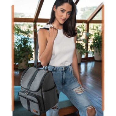 Kit Mochila e Mala Maternidade Multifuncional Lebaby 2 em 1 Cinza Mescla