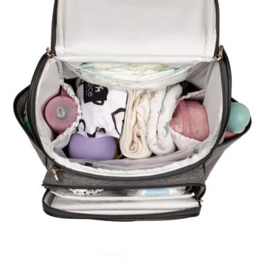 Kit Mochila e Mala Maternidade Multifuncional Lebaby 2 em 1 Cinza Mescla