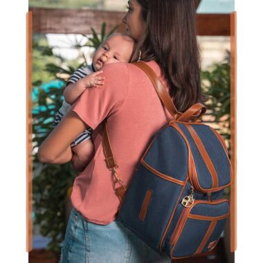 Kit Maternidade Mochila e Mala Jeans Lebaby