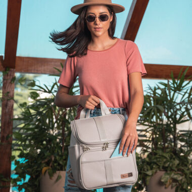 Bolsa Mochila Maternidade Multifuncional Lebaby 2 em 1 Nude