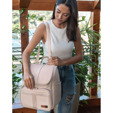Bolsa Mochila Maternidade Multifuncional Lebaby 2 em 1 Nude