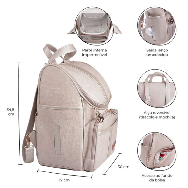 bolsa maternidade usealce lebaby nude lateral