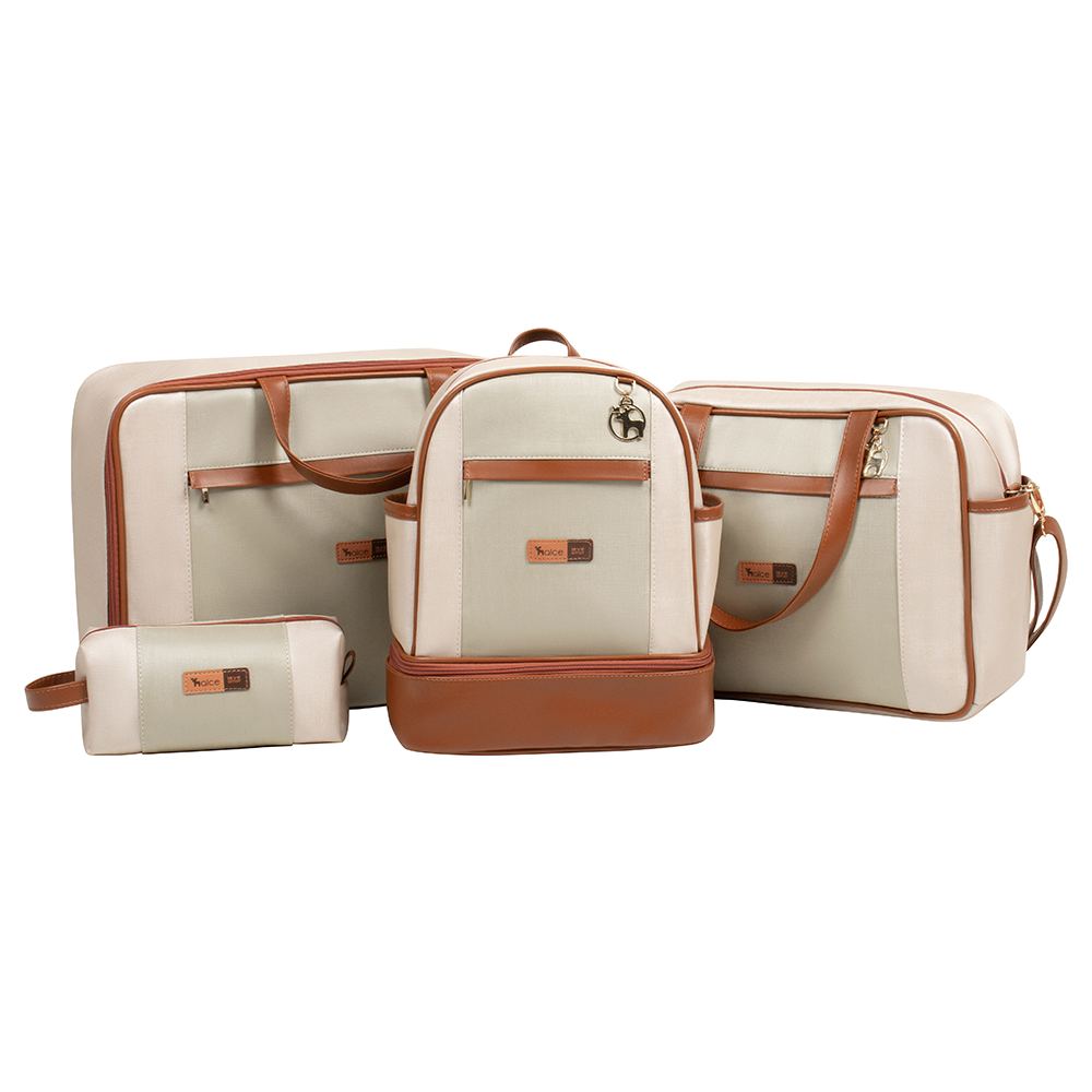 kit maternidade bolsa mala mochila e necessaire londres pistache usealce