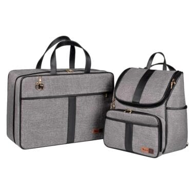 Kit Mochila e Mala Maternidade Multifuncional Lebaby 2 em 1 Cinza Mescla