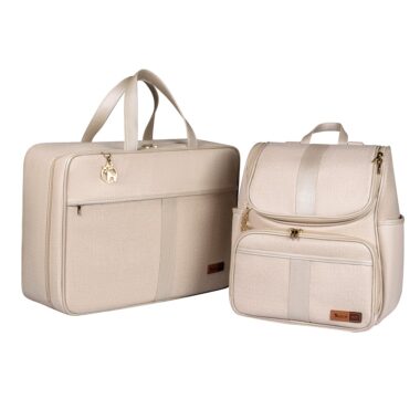 Kit Mochila e Mala Maternidade Multifuncional Lebaby 2 em 1 Nude