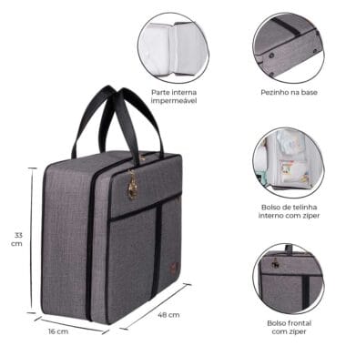 Mala Maternidade Lebaby Cinza Mescla