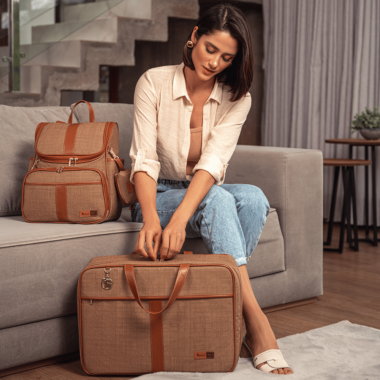 Kit Maternidade Mochila e Mala Cappuccino Lebaby