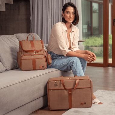 Kit Maternidade Mochila e Mala Cappuccino Lebaby