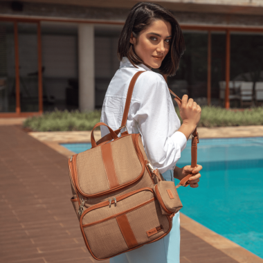 Bolsa Mochila Maternidade Multifuncional Lebaby 2 em 1 Cappuccino
