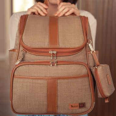 Bolsa Mochila Maternidade Multifuncional Lebaby 2 em 1 Cappuccino