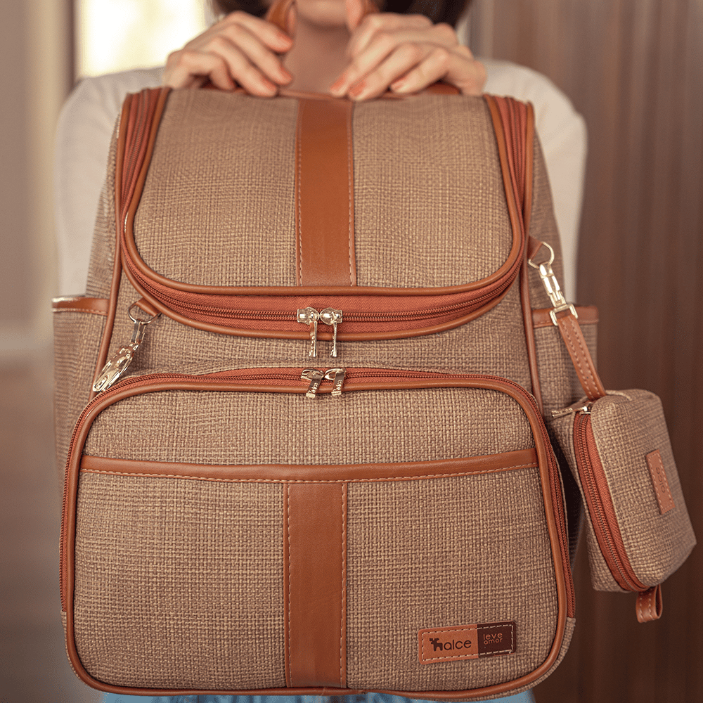 mochila maternidade usealce le baby cappuccino