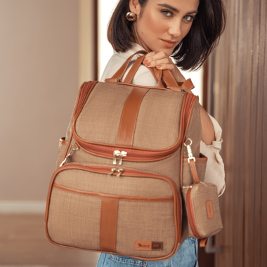 Bolsa Mochila Maternidade Multifuncional Lebaby 2 em 1 Cappuccino