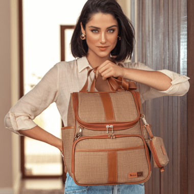 Bolsa Mochila Maternidade Multifuncional Lebaby 2 em 1 Cappuccino