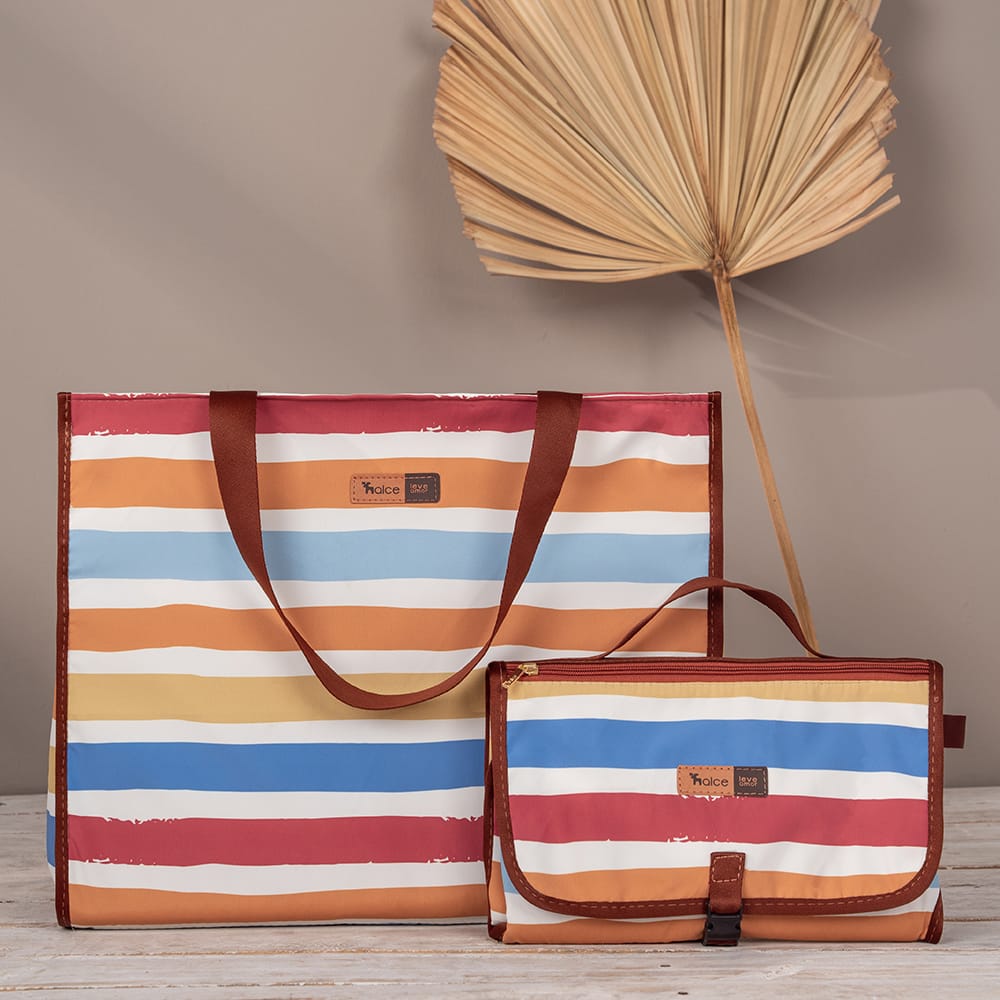 kit trocador portatil de bebe com porta fraldas bolsa maternidade bag alce listras