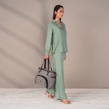 Bolsa Maternidade Lebaby Cinza Mescla