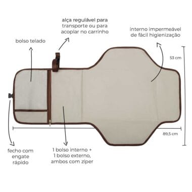Trocador Portátil de Bebê com Porta fraldas ALCE FLORES