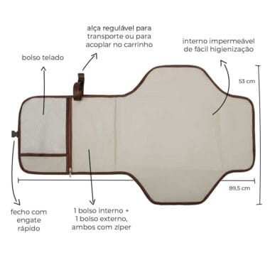 Trocador Portátil de Bebê com Porta fraldas Caramelo