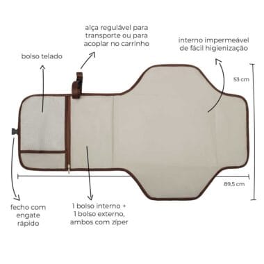Trocador Portátil de Bebê com Porta fraldas ALCE OCRE