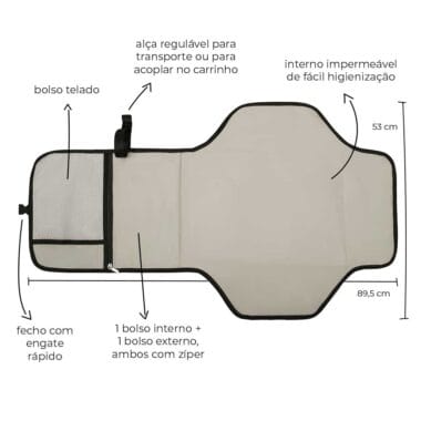 Trocador Portátil de Bebê com Porta fraldas Preto