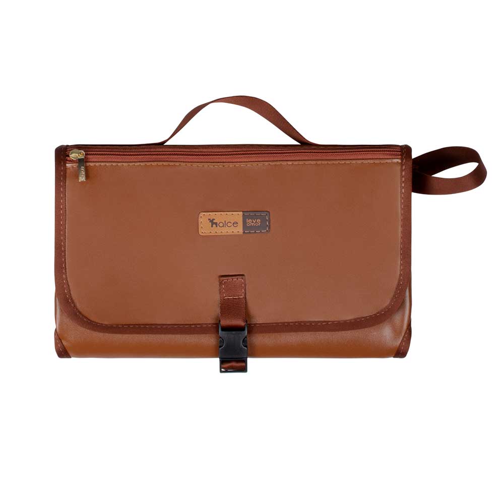 Trocador Portátil de Bebê com Porta fraldas Caramelo