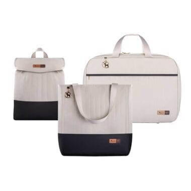 Kit Bolsa Mala e Mochila Maternidade Coleção Cores - Creme e Preto