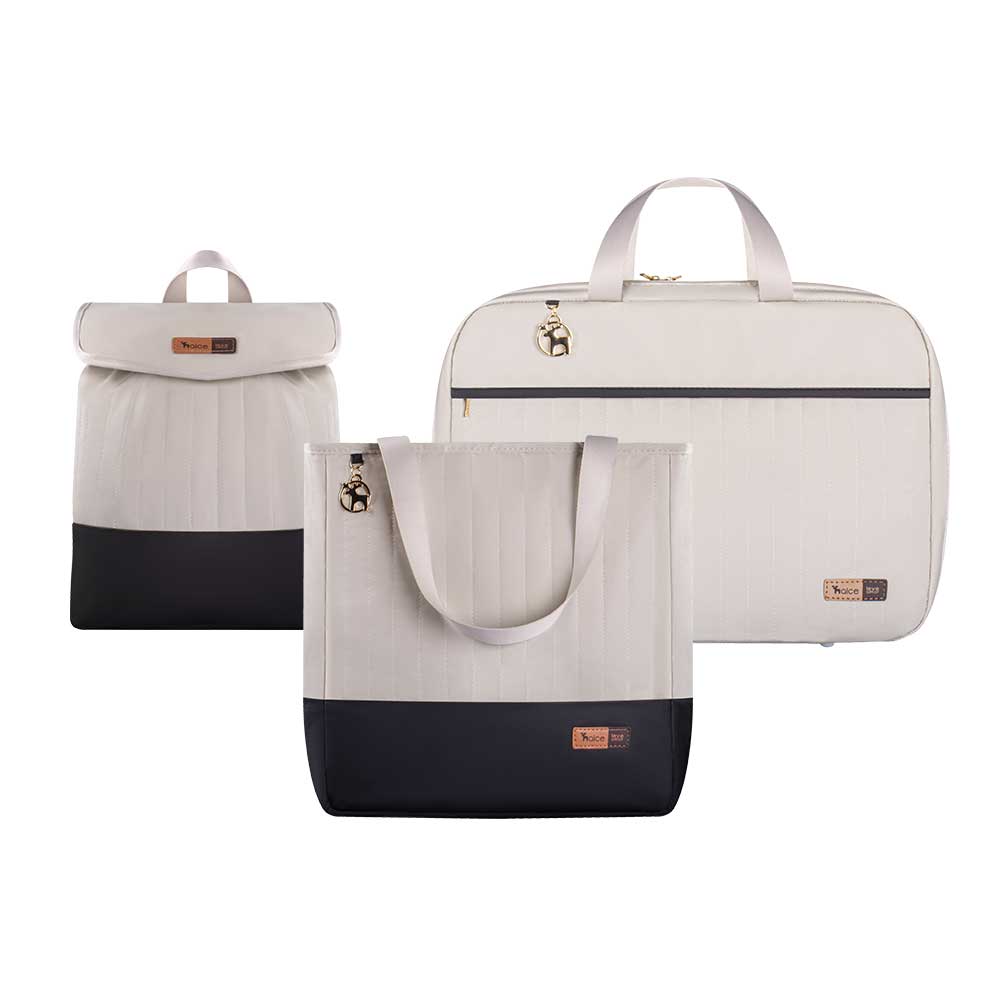 Kit Bolsa Mala e Mochila Maternidade Coleção Cores - Creme e Preto