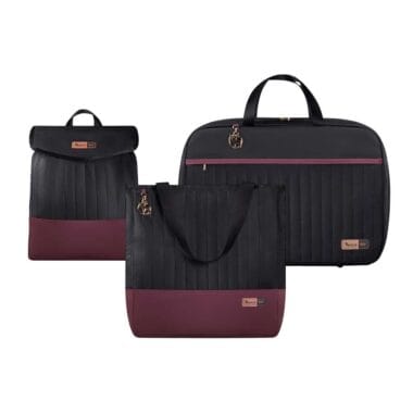 Kit Bolsa Mala e Mochila Maternidade Coleção Cores - Preto e Marsala