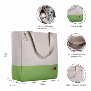Bolsa Maternidade Coleção Cores - Creme e Verde
