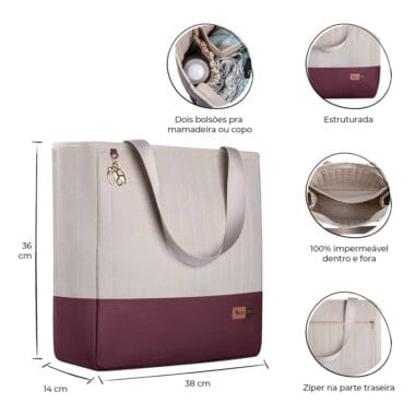 Bolsa Maternidade Coleção Cores - Creme e Marsala