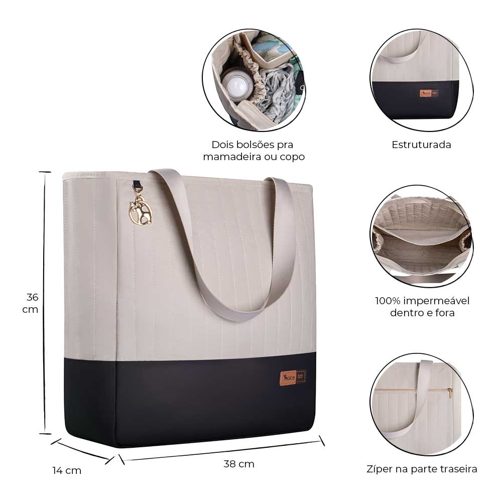 Bolsa Maternidade Coleção Cores - Creme e Preto - Imagem 2