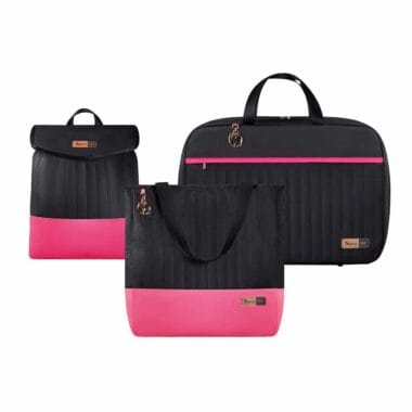 Kit Bolsa Mala e Mochila Maternidade Coleção Cores - Preto e Pink