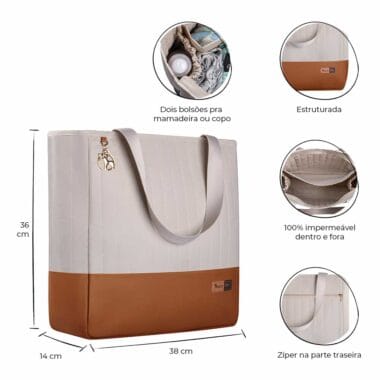 Bolsa Maternidade Coleção Cores - Creme e Caramelo