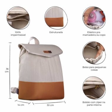 Mochila Maternidade Coleção Cores - Creme e Caramelo