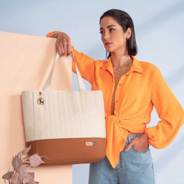 Bolsa Maternidade Coleção Cores - Creme e Caramelo