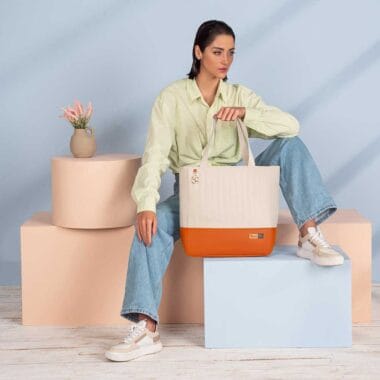 Bolsa Maternidade Coleção Cores - Creme e Laranja