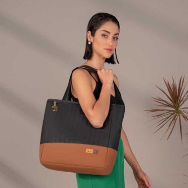 Bolsa Maternidade Coleção Cores - Preto e Caramelo